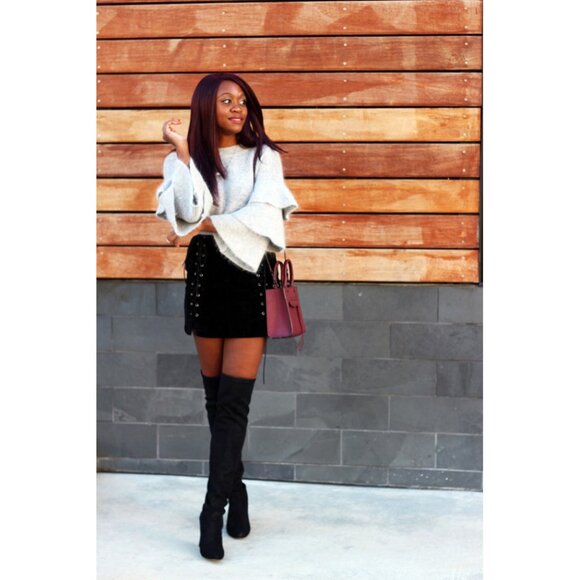 Steven Madden "Gorgeous" Thigh High Over the Knee Suede Block High Heel Boots - Picture 12 of 15